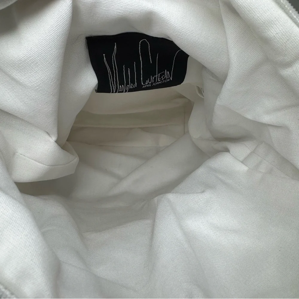 Mangled Courtesan by April Johnston Quilted White Fold-Over Clutch NWT